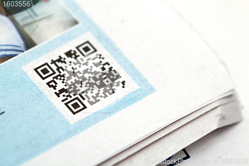 Image of qr code on news paper