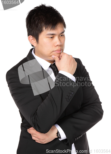 Image of young asian business man thinking