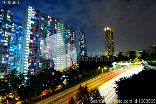 Image of urban with traffic at night