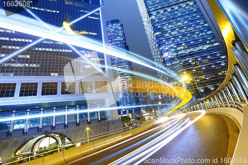 Image of traffic in city at night