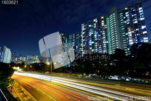 Image of urban with traffic at night