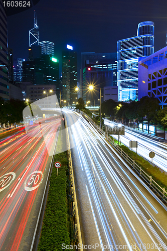 Image of night traffic light trail