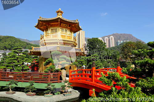 Image of gold pavilion in chinese garden