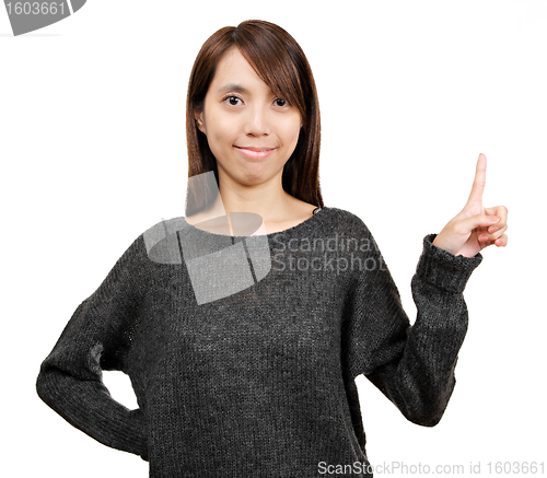 Image of Woman pointing up