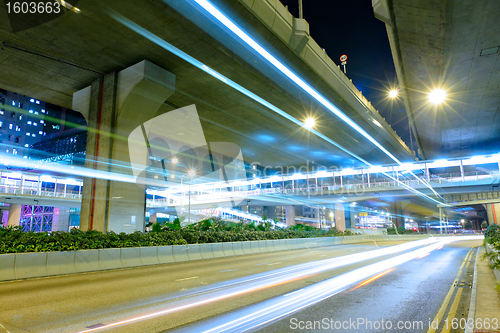 Image of night traffic light trail