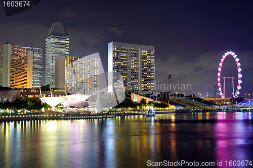 Image of Singapore city skyline at night