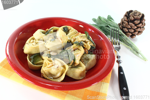 Image of fresh stuffed tortellini with sage butter