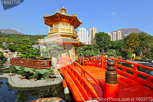 Image of gold pavilion in chinese garden