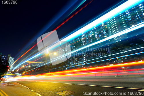 Image of highway car light trails