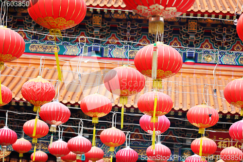 Image of red lantern in chinese temple