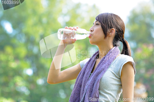 Image of woman drink water after sport