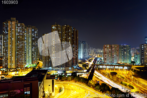 Image of urban with traffic at night