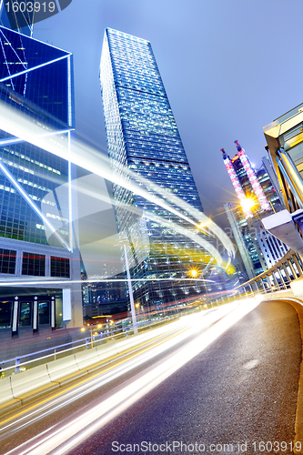 Image of traffic in city at night