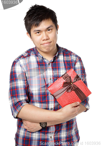 Image of young man give gift