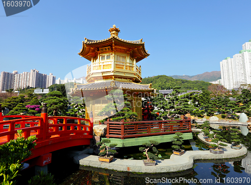 Image of gold pavilion in chinese garden