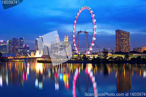 Image of Singapore city skyline at night