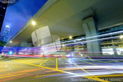 Image of urban with traffic at night