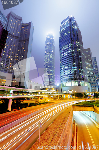 Image of traffic in city at night