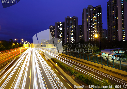 Image of night traffic light trail