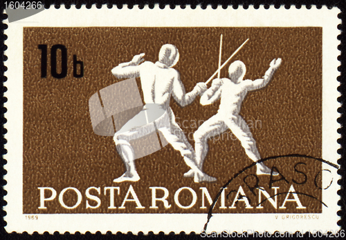 Image of Fencing on post stamp of Romania