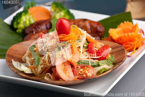 Image of Thai Sausage with Som Tum Salad