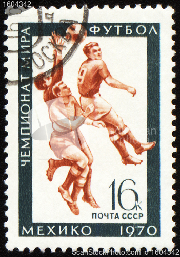 Image of Football players on post stamp
