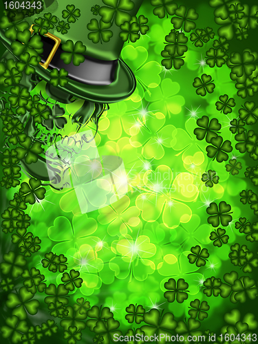 Image of Skull on Shamrock Four Leaf Clover Background Vertical