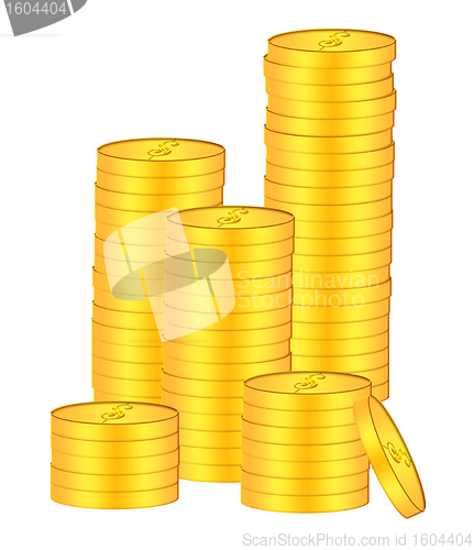 Image of Stacks of Gold Coins Bullion Illustration