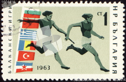 Image of Relay race on post stamp