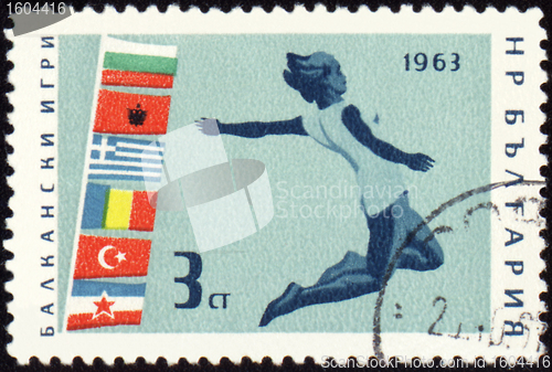 Image of Jumping athlete on post stamp