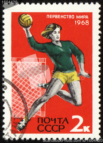 Image of Handball player on post stamp