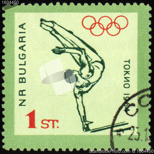 Image of Gymnast on post stamp