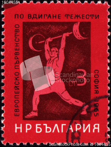 Image of Heavy athletics on post stamp