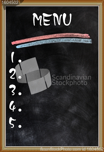 Image of Blank menu with a wooden frame