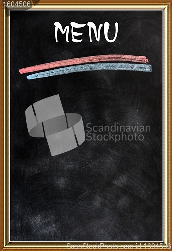 Image of Blank menu with a wooden frame