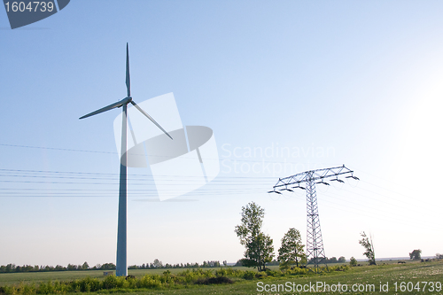Image of windmill and powerlines