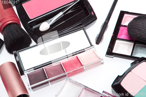 Image of set of cosmetic makeup products