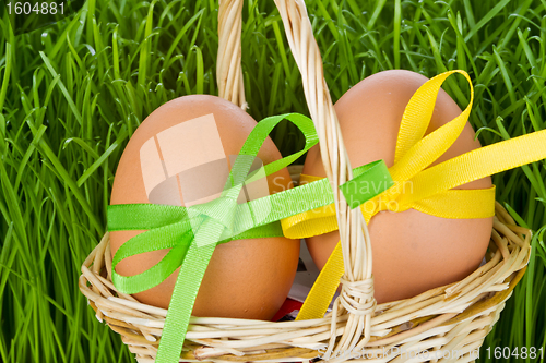 Image of basket with easter eggs