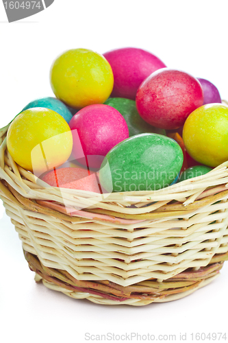 Image of colorful easter eggs in basket