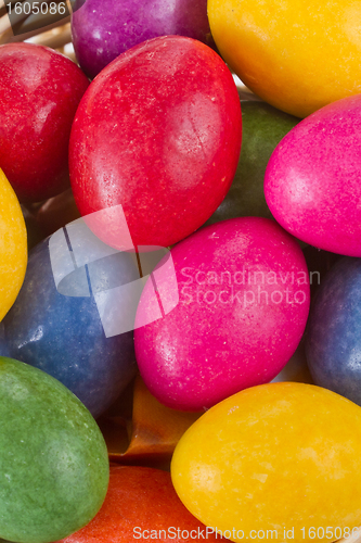Image of colorful easter eggs in basket