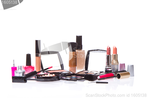 Image of set of cosmetic makeup products