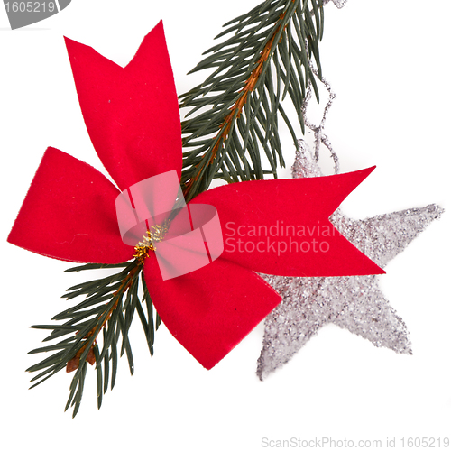 Image of decorated Christmas tree branch
