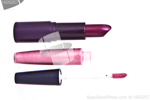 Image of lipstick with lip gloss