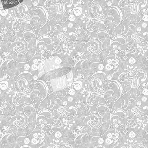 Image of Seamless gray floral pattern