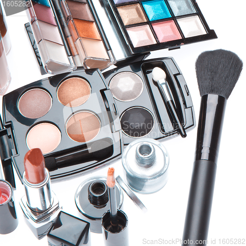 Image of set of cosmetic makeup products