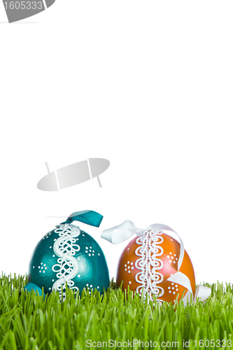 Image of easter eggs in grass