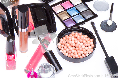 Image of set of cosmetic makeup products