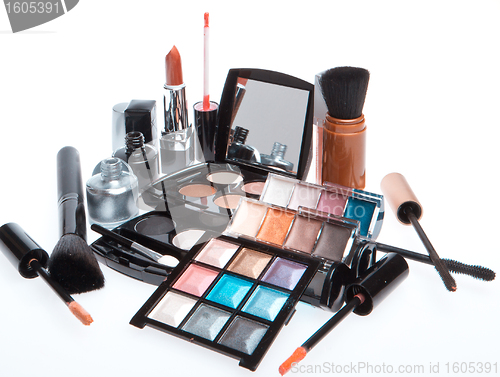 Image of set of cosmetic makeup products