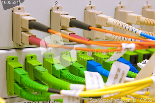 Image of Fiber cables connected to servers 