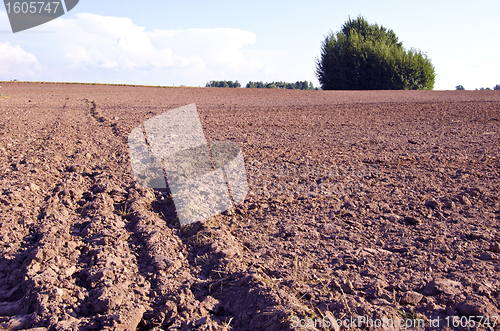 Image of Background plow fertile ground agricultural fields 
